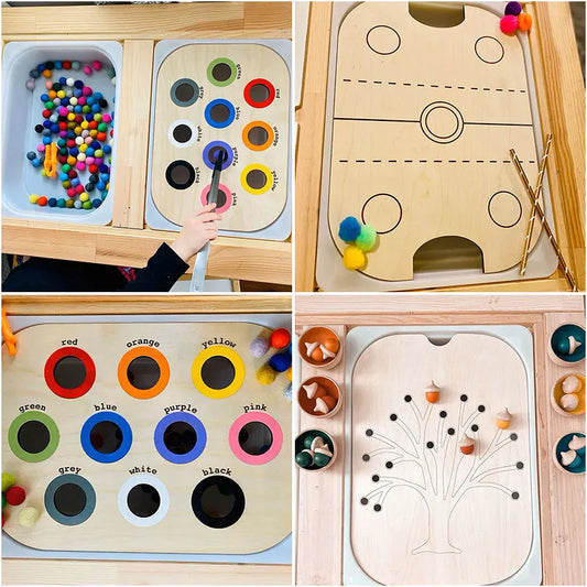 Jeux Montessori pour enfants, développement de la motricité fine, plateau sensoriel, jeux de société, tri de couleurs en bois, jouets éducatifs pour l'apprentissage par la paroisse
